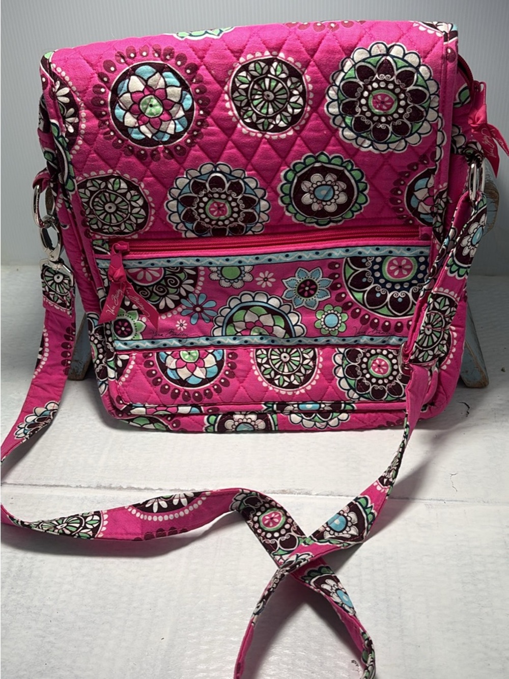 Vera Bradley Pink Quilted Floral Medallion Crossbody